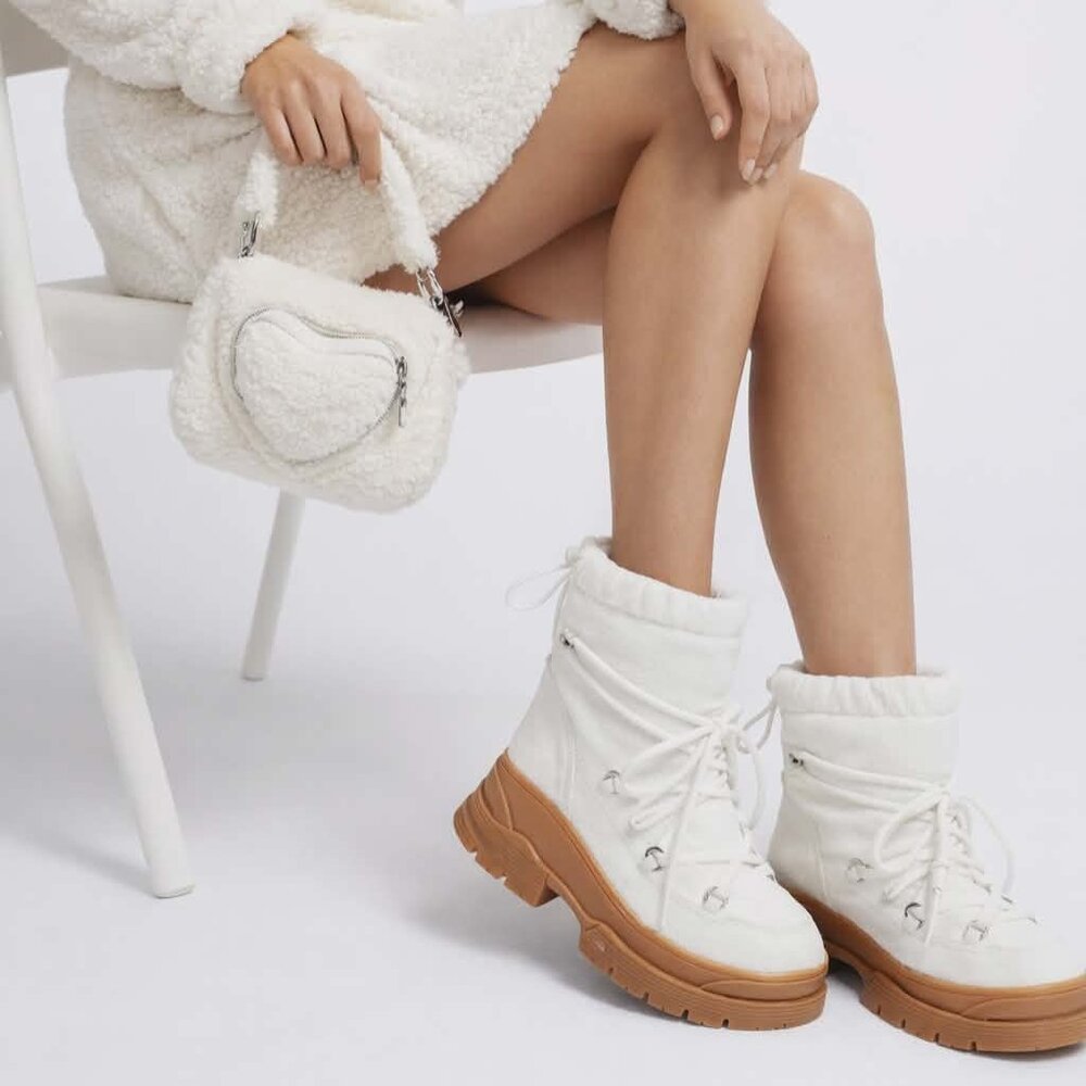 JEFFREY CAMPBELL SZ 9.5 White Nylon SLIZZARD Waterproof Snow Boots MSRP $265 NEW